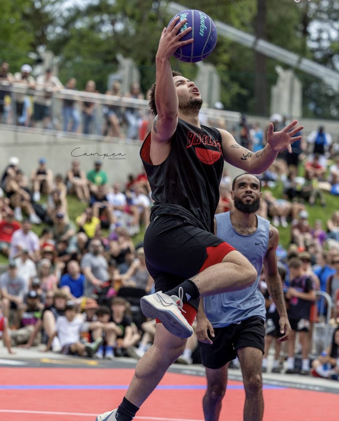 Basketball held in a hand