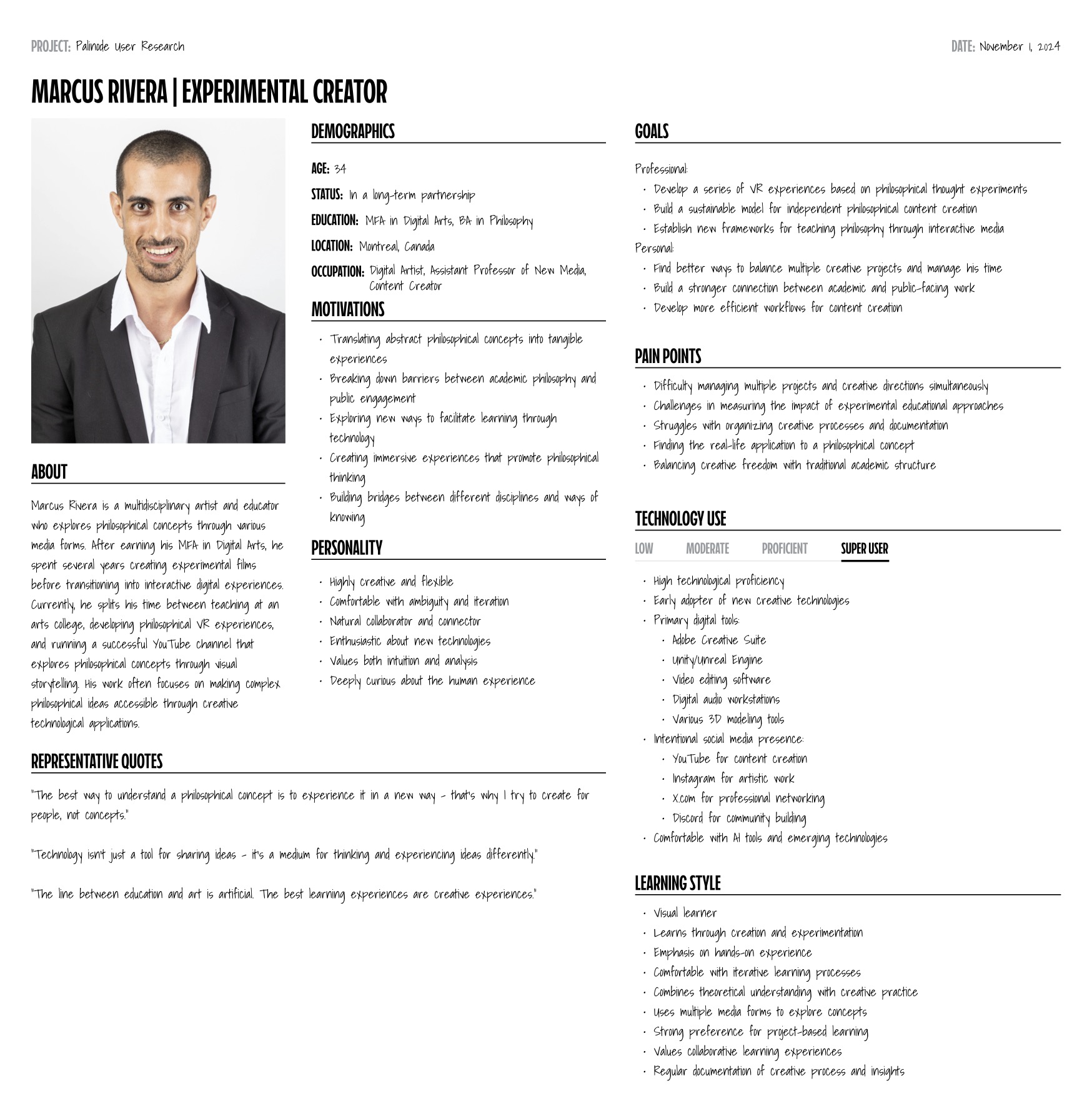 Marcus Rivera | The Experimental Creator Persona
